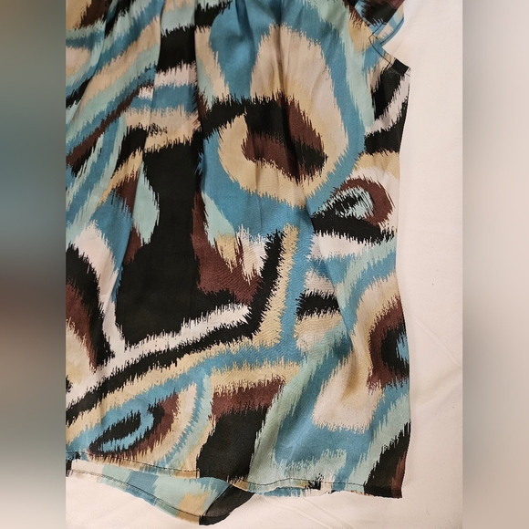 Signature By Larry Levine Womens Multicolored Short Flutter Sleeve Blouse Sz. L - Picture 2 of 11